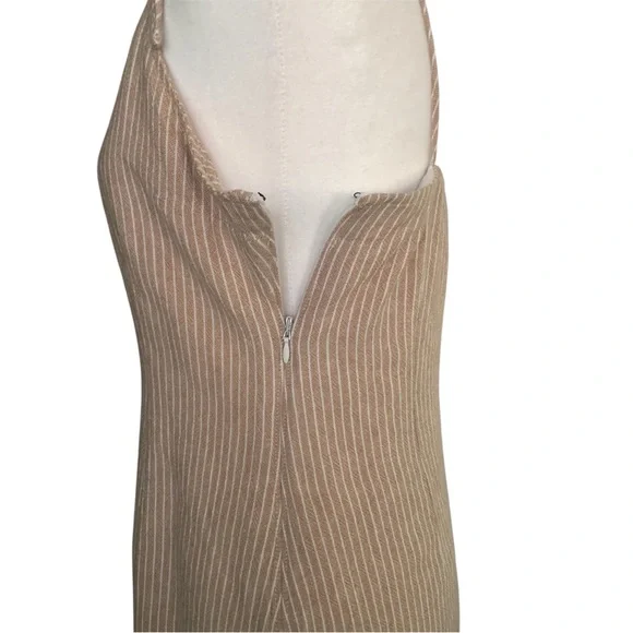 Abercrombie & Fitch Womens Size S Linen Blend Mini Summer Dress Tan Striped - Picture 4 of 11